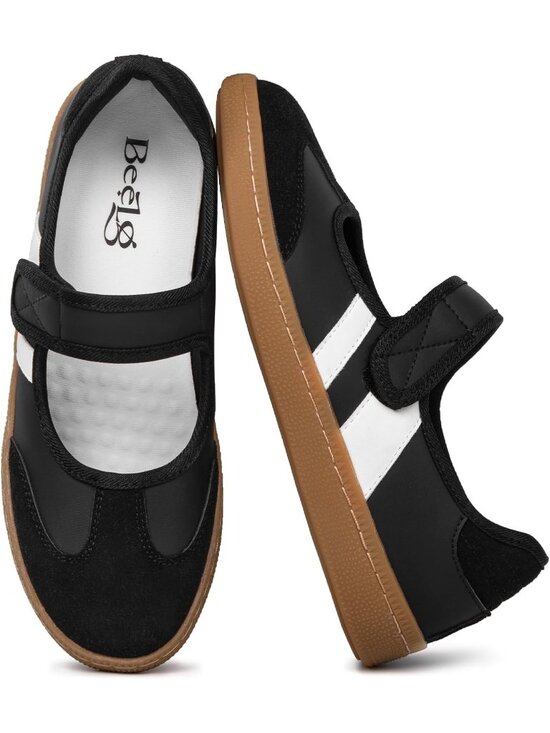 Shoes - Women's Black White Non Slip Walking Flats Shoes Comfortable Ballet Sneakers